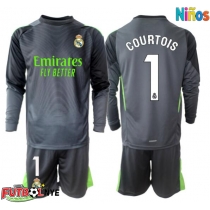 Camiseta Real Madrid Thibaut Courtois #1 Portero Tercera Equipación para niños 2025-26 manga larga (+ pantalones cortos)